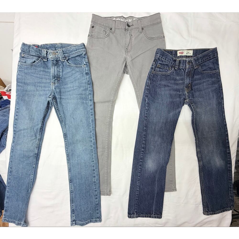 Boys Jeans Lot Size 12 Levi’s 505 Wrangler Denizen Skinny Denim Pants 3 Pair